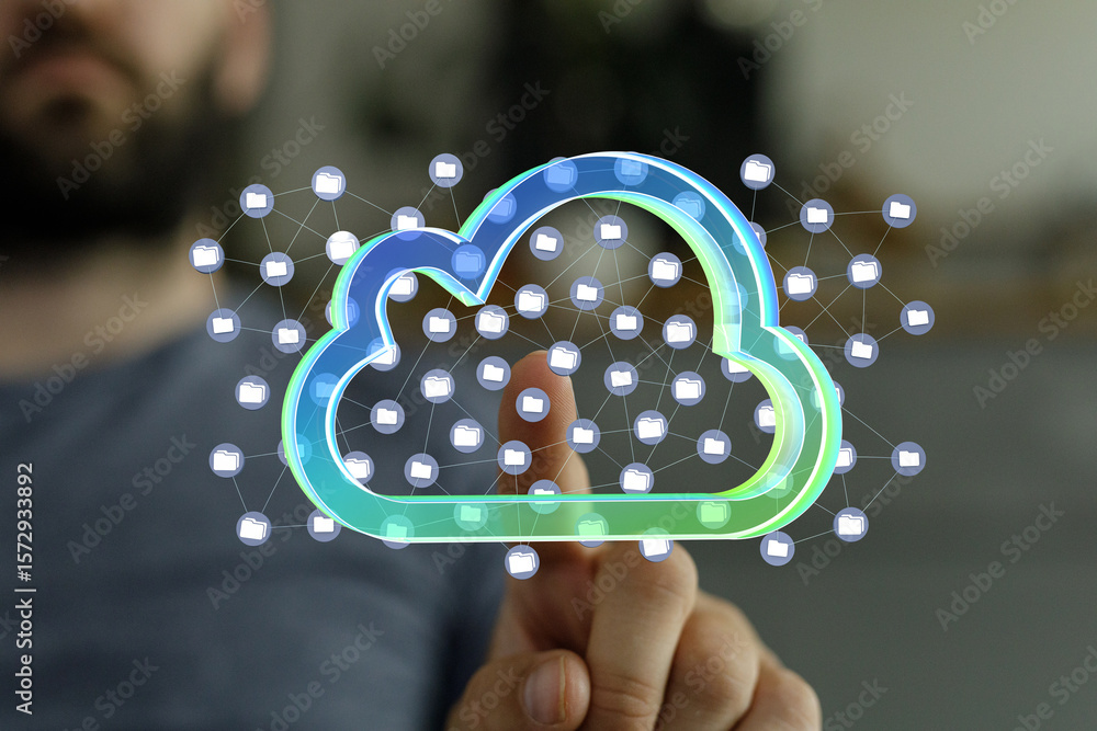 Poster secure cloud storage, data networking, and file sharing. access your files anytime, anywhere.