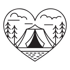 Minimalist Black Tent Silhouette Vector on White Background – Outdoor Camping Design for Adventure Projects with Dome, Ridge, A-Frame, and Tunnel Tent Styles. Thank You . 