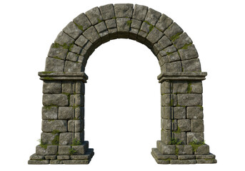 Isolated Ancient Stone Archway with Mossy Detail Displaying Historic Architecture