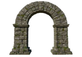 Isolated Ancient Stone Archway with Mossy Detail Displaying Historic Architecture