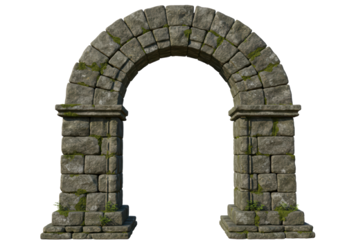 Isolated Ancient Stone Archway with Mossy Detail Displaying Historic Architecture