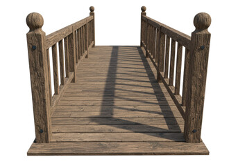 Fototapeta premium Isolated Rustic Wooden Footbridge for Tranquil Outdoor Scenery