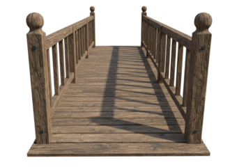 Isolated Rustic Wooden Footbridge for Tranquil Outdoor Scenery
