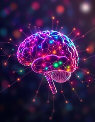 Colorful Neural Brain Network - Visualizing Data and Artificial Intelligence