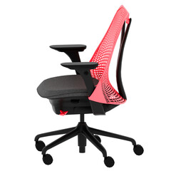 3d render ergonomic red mesh office chair with transparent background