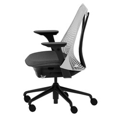 3d render ergonomic grey mesh office chair with transparent background