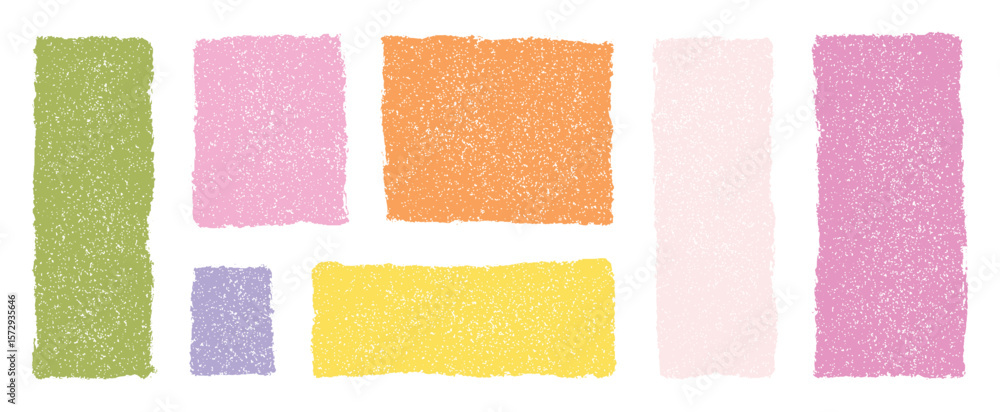 Poster vector set of hand drawn pastel colored textured rectangles and squares abstract geometric shapes sk