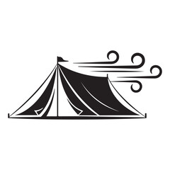 Minimalist Black Tent Silhouette Vector on White Background – Outdoor Camping Design for Adventure Projects with Dome, Ridge, A-Frame, and Tunnel Tent Styles. Thank You . 