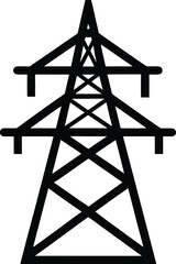 power line icon vector silhouette on transparent background