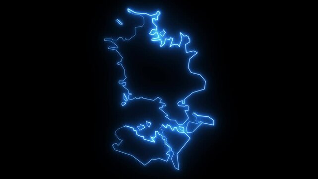 neon glowing Sjaelland Denmark map . Animated Sjaelland Denmark  map icon with a glowing neon effect. Sjaelland Denmark  glow map illustration.