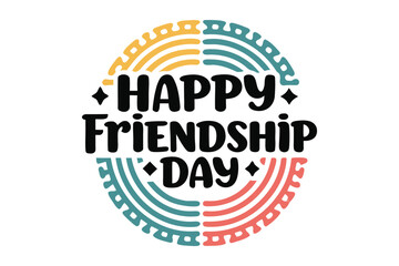 Celebrate friendship with this vibrant and artistic happy friendship day graphic featuring a colorful rainbow like design and bold typography