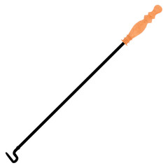 3d render fireplace poker tool handle with transparent background