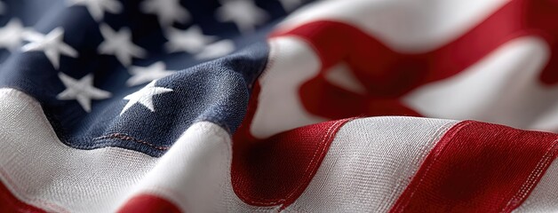 A vivid close-up of the American flag highlights its colors and textures, symbolizing unity, freedom, and diversity