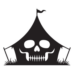 Minimalist Black Tent Silhouette Vector on White Background – Outdoor Camping Design for Adventure Projects with Dome, Ridge, A-Frame, and Tunnel Tent Styles. Thank You . 