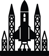 Obraz premium rocket assembly icon vector silhouette on transparent background