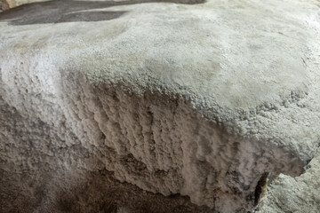 Big piece of stone salt on the mine close up