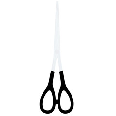 3d render scissors with black plastic handles with transparent background