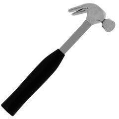 3d render metal claw hammer carpentry tool with transparent background