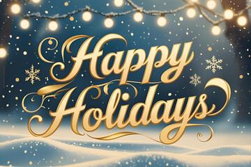 Happy holidays lettering. Happy holidays, lettering on winter blurred background - 1