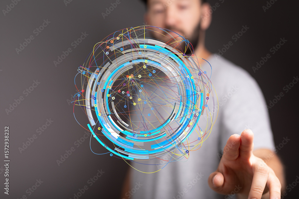 Poster abstract digital network, futuristic technology, data connection, global communication concept. perf