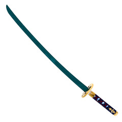 3d render katana sword japanese blade weapon with transparent background