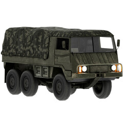 Obraz premium 3d render military truck camouflage transport vehicle green with transparent background