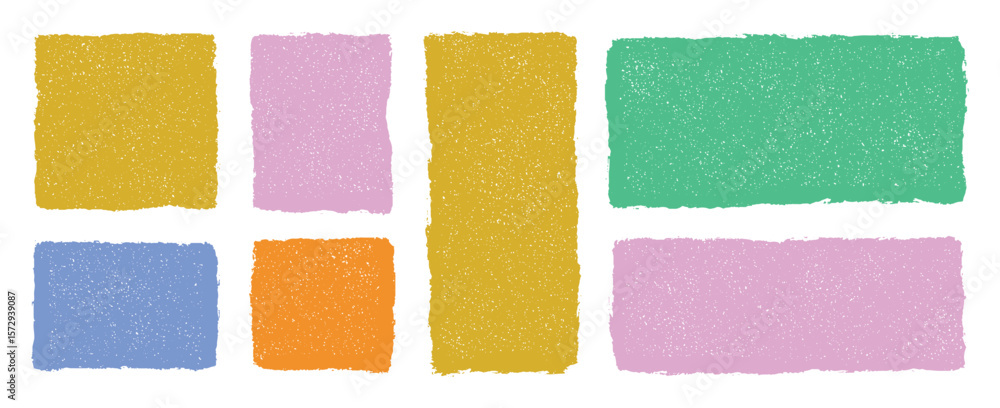 Poster colorful pastel rectangles in grunge texture isolated on transparent background, abstract vector col