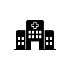 Hospital icon silhouette icon vector flat design.