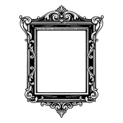 Antique Ornamental Frame: A detailed illustration showcases a vintage frame, exhibiting intricate carvings and an elaborate, decorative design.