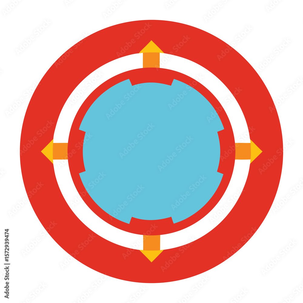 Poster abstract target icon with circular design and geometric elements in red white and blue