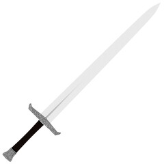 3d render medieval sword blade weapon with transparent background