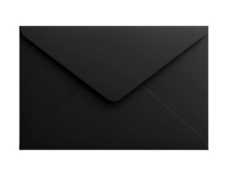 Elegant black envelope with a clean modern design isolated on transparent background