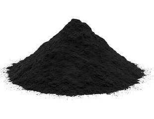 Pile of fine black powder isolated on transparent background