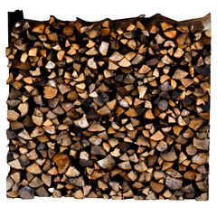 3d render stacked firewood pile wood logs with transparent background