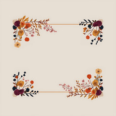 Floral Frame Illustration with Rustic Autumn Colors and Botanical Design - Perfect for Wedding Invites and Home Decor