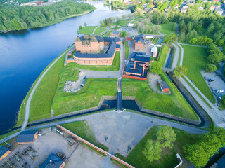 Aerial view of medieval Häme castle in Hämeenlinna, Finland