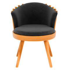 3d render upholstered chair cushion stylish wood cozy with transparent background