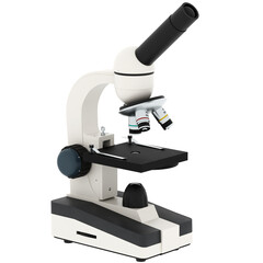 3d render microscope lab science tool with transparent background