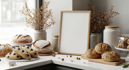 Display of Freshly Baked Breads in a Cozy Bakery Setting