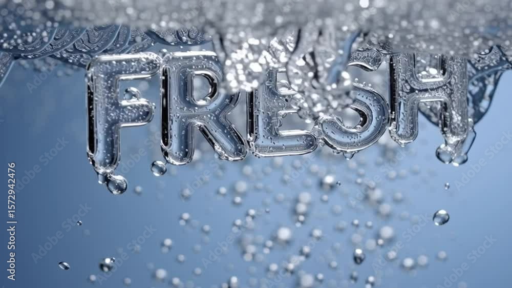 Poster water droplets create the effect of the word fresh underwater generative ai