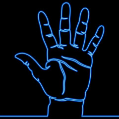Open Human Hand Palm Facing Up Gesture icon neon glow vector illustration concept