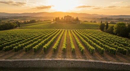 Vineyard Sunset Landscape