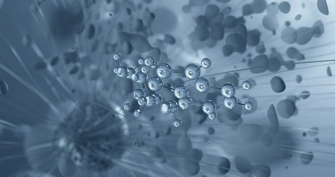 Indeloxazine rotating molecular 3d structure ball-and-stick model, looped video antidepressant
