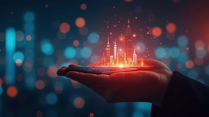 Hand holding a smartphone displaying a stock market chart with positive growth, symbolizing economic success, AI generative