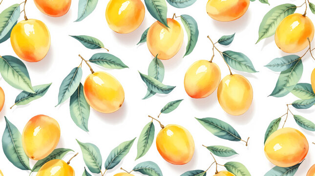 Seamless Mango pattern with delicate textures and warm hues, ideal for cheerful and playful creative projects