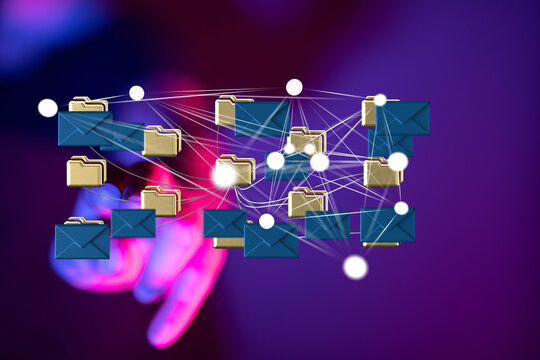 Secure file sharing and data exchange across a global network.  Modern technology concept.