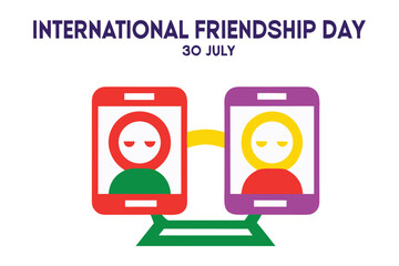 Friendship Connection: The image captures the essence of International Friendship Day. Two stylized smartphones are connected, representing a bond.