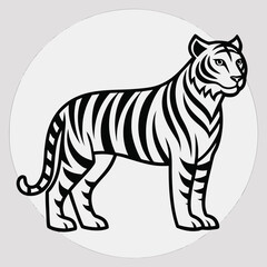 Obraz premium Simple Tiger Outline Silhouette for Animal, Nature, or Safari Design Projects