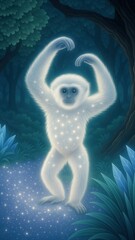 Mystical glowing monkey forest