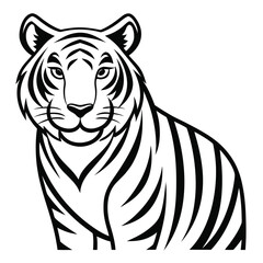 Obraz premium Black and White Tiger Silhouette Isolated on White Background